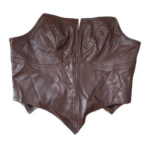 SHEIN Brown Faux Leather Crop Top